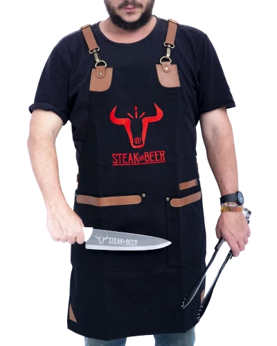 Delantal de cuero y tela