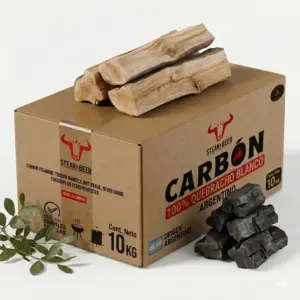 Carbón de Quebracho Blanco Argentino (Formato 10 kg)